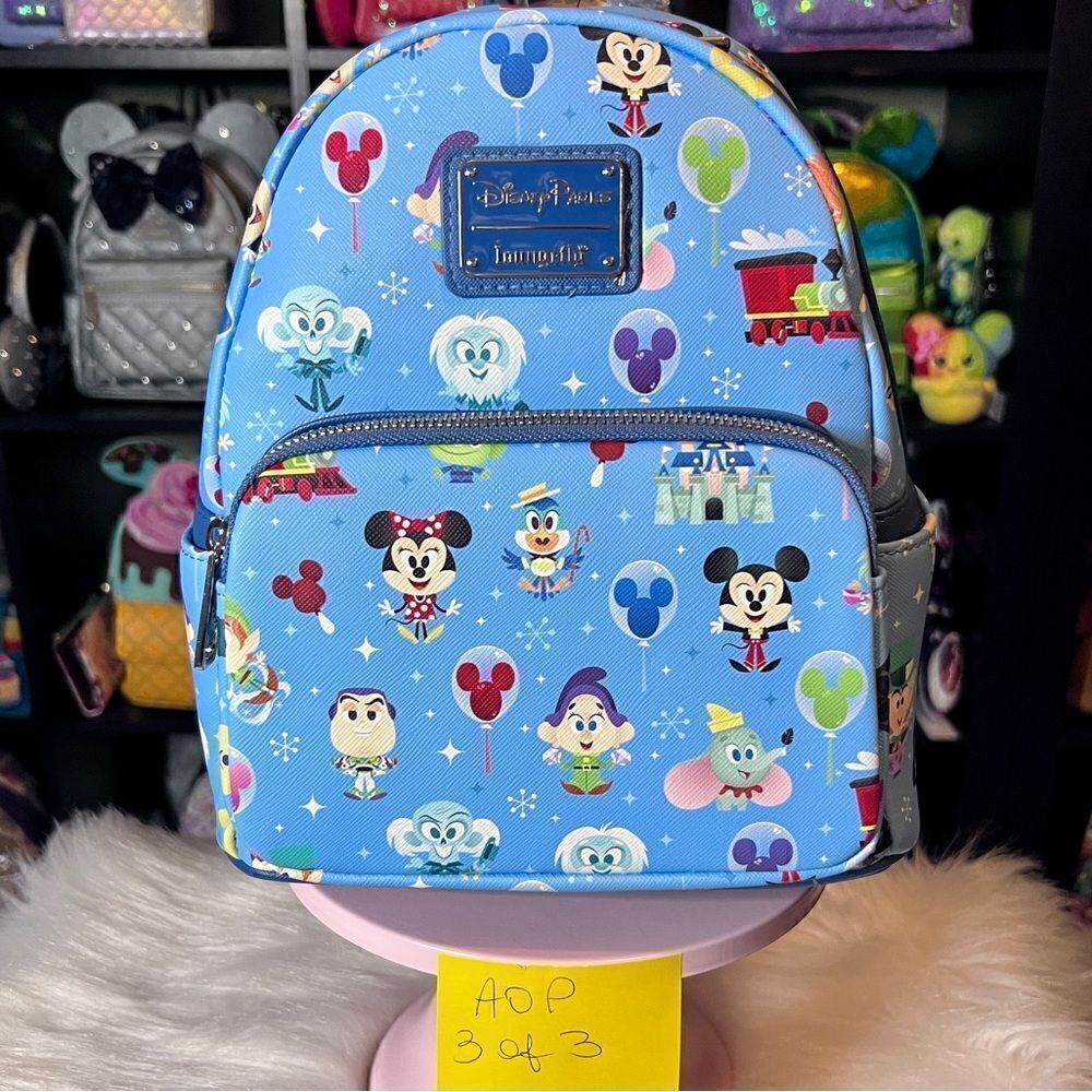 Disney Parks Chibi Loungefly Backpack Mickey Minnie Castle NWT AOP 3 of 3